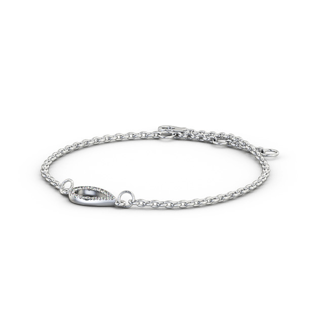 Pear Design Delicate Diamond Bracelet 9K White Gold - Celine BRC10_WG_SIDE