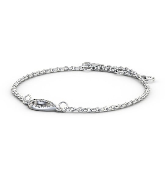 Pear Design Delicate Diamond Bracelet 9K White Gold BRC10_WG_THUMB1