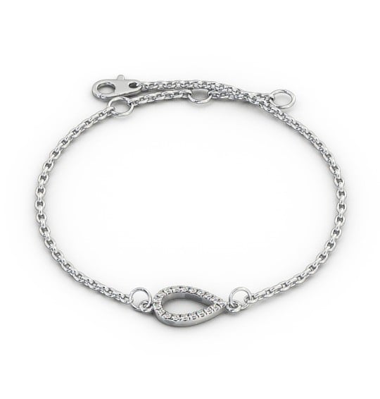 Pear Design Delicate Diamond Bracelet 9K White Gold BRC10_WG_THUMB2 