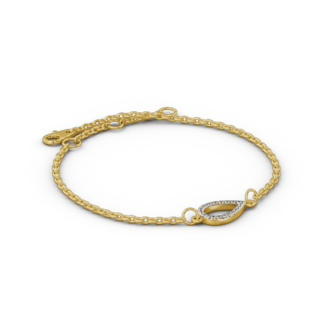 Pear Design Delicate Diamond Bracelet 9K Yellow Gold - Celine BRC10_YG_FLAT