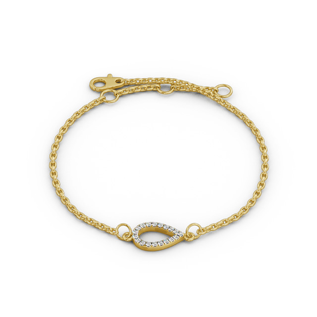 Pear Design Delicate Diamond Bracelet 18K Yellow Gold - Celine BRC10_YG_UP