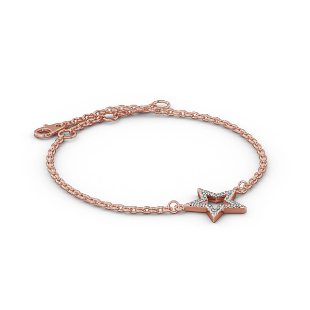 Star Design Delicate 0.18ct Diamond Bracelet 9K Rose Gold - Amelia BRC11_RG_FLAT