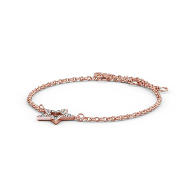 Star Design Delicate 0.18ct Diamond Bracelet 18K Rose Gold - Amelia BRC11_RG_SIDE