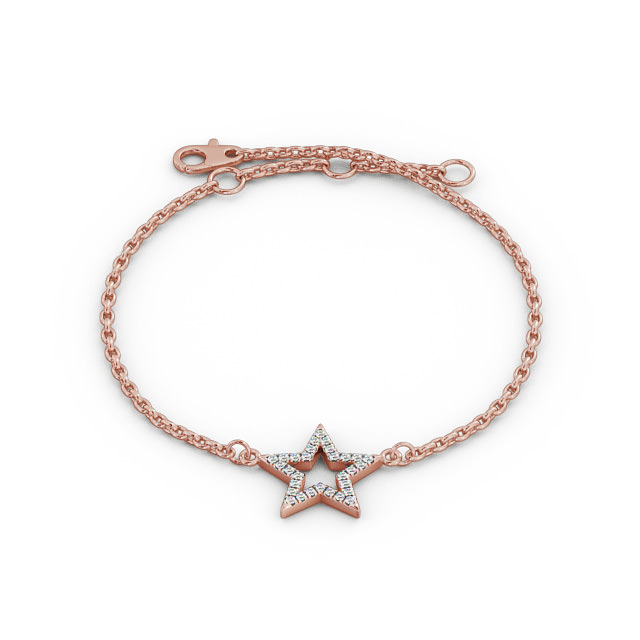 Star Design Delicate 0.18ct Diamond Bracelet 9K Rose Gold - Amelia BRC11_RG_UP