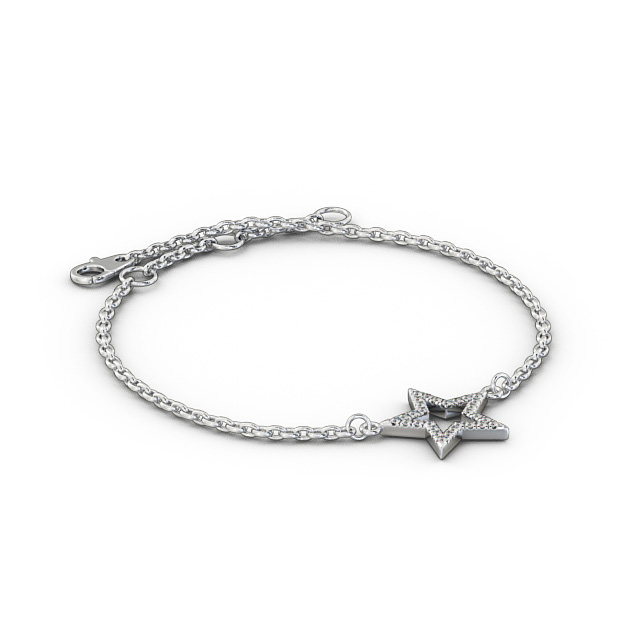Star Design Delicate 0.18ct Diamond Bracelet 18K White Gold - Amelia BRC11_WG_FLAT