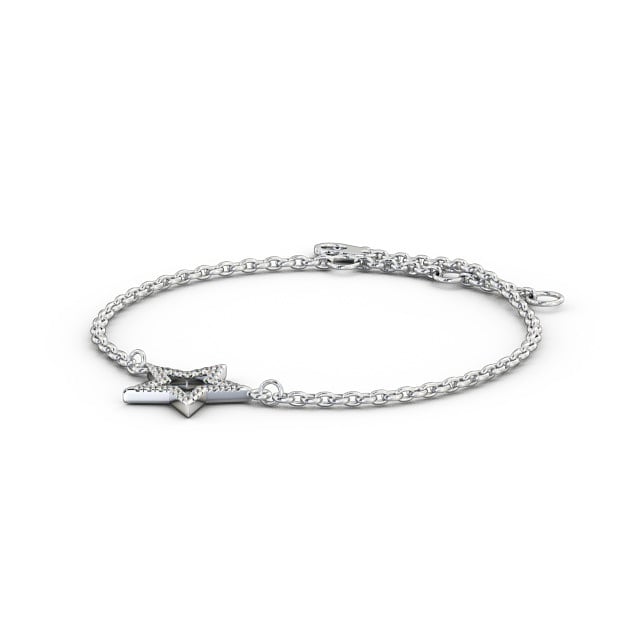 Star Design Delicate 0.18ct Diamond Bracelet 9K White Gold - Amelia BRC11_WG_SIDE