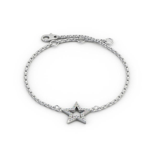 Star Design Delicate 0.18ct Diamond Bracelet 18K White Gold - Amelia BRC11_WG_UP