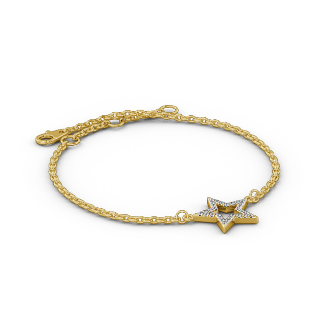 Star Design Delicate 0.18ct Diamond Bracelet 18K Yellow Gold - Amelia BRC11_YG_FLAT