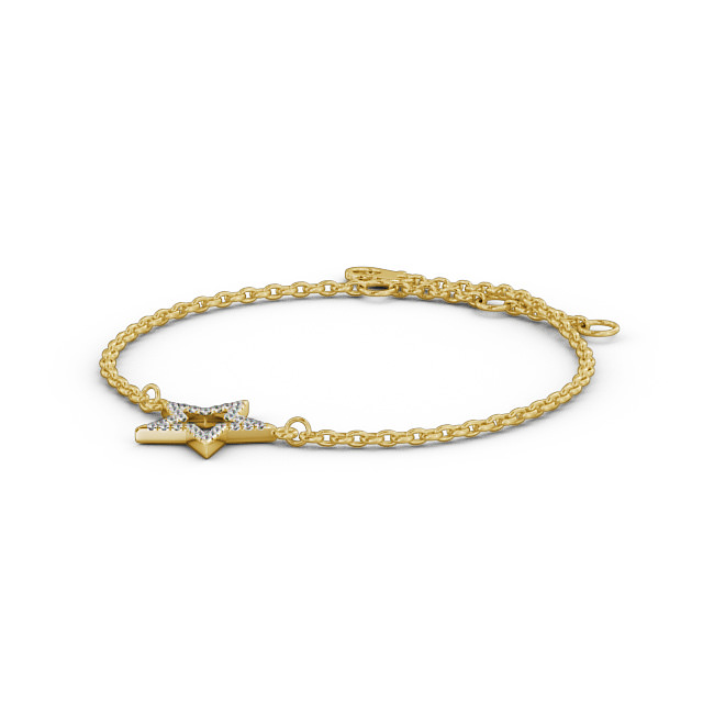 Star Design Delicate 0.18ct Diamond Bracelet 18K Yellow Gold - Amelia BRC11_YG_SIDE