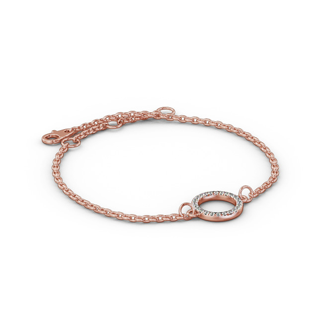 Circle Design Delicate Diamond Bracelet 9K Rose Gold - Fiorella BRC13_RG_FLAT