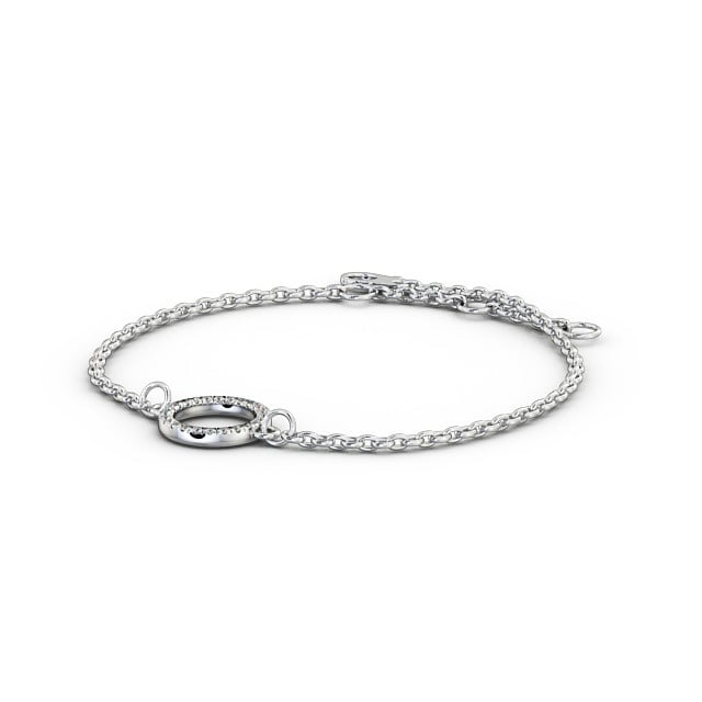 Circle Design Delicate Diamond Bracelet 9K White Gold - Fiorella BRC13_WG_SIDE