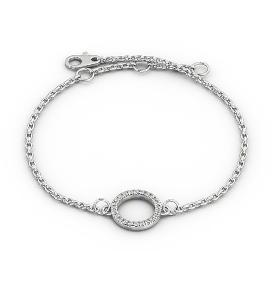 Circle Design Delicate Diamond Bracelet 9K White Gold BRC13_WG_THUMB2 