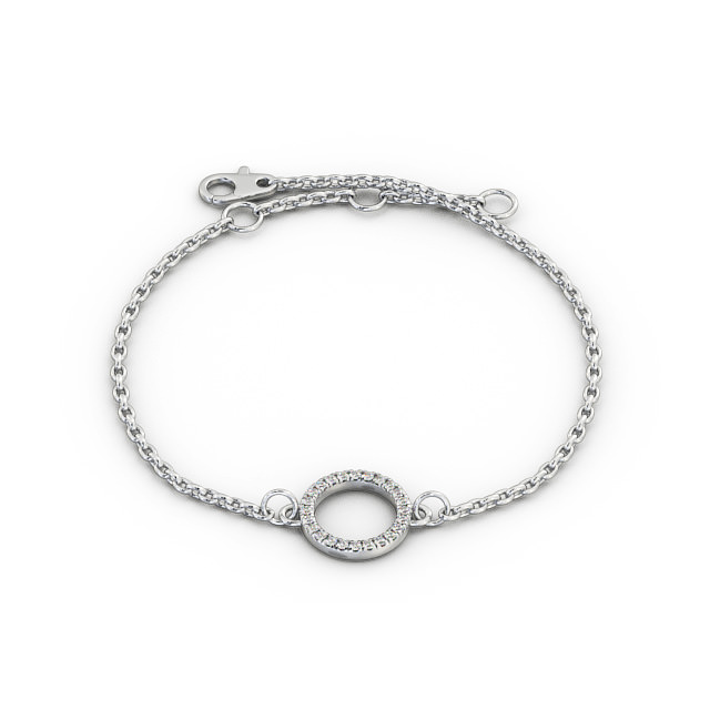 Circle Design Delicate Diamond Bracelet 9K White Gold - Fiorella BRC13_WG_UP