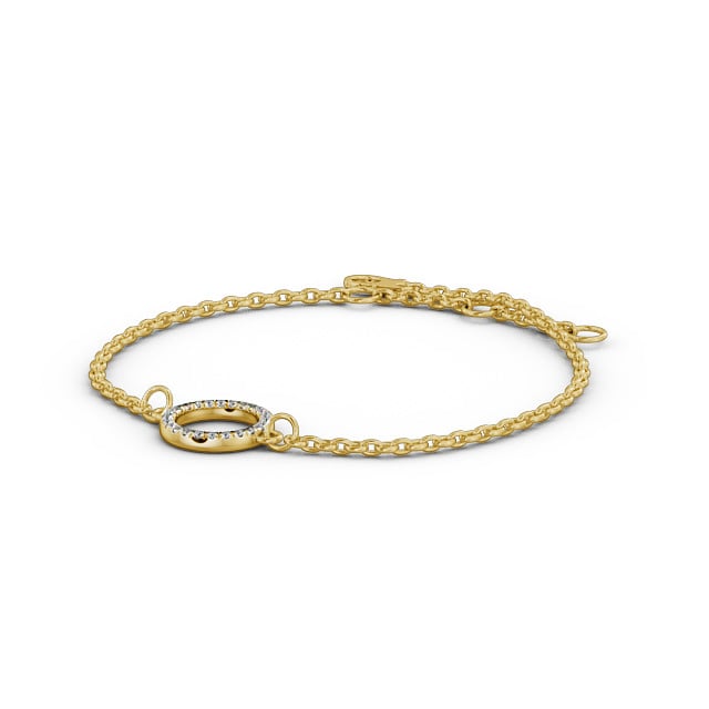 Circle Design Delicate Diamond Bracelet 9K Yellow Gold - Fiorella BRC13_YG_SIDE