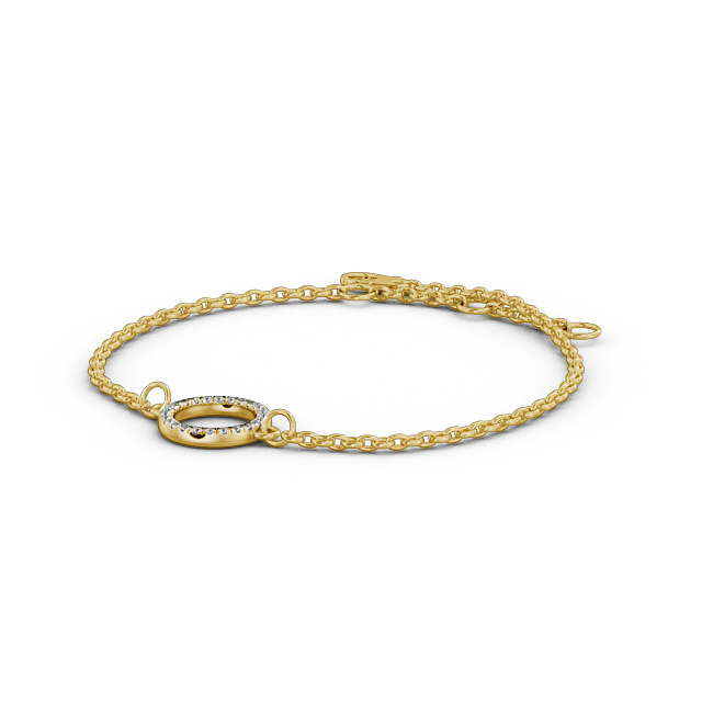 Circle Design Delicate Diamond Bracelet 9K Yellow Gold - Fiorella BRC13_YG_SIDE