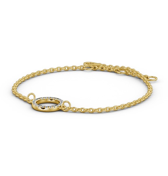 Circle Design Delicate Diamond Bracelet 18K Yellow Gold - Fiorella BRC13_YG_THUMB1