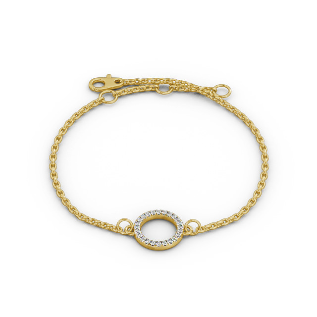 Circle Design Delicate Diamond Bracelet 9K Yellow Gold - Fiorella BRC13_YG_UP