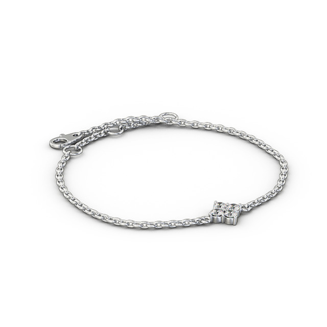 Cluster Style Delicate Diamond Bracelet 9K White Gold - Lorraine BRC14_WG_FLAT