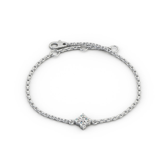 Cluster Style Delicate Diamond Bracelet 9K White Gold - Lorraine BRC14_WG_UP
