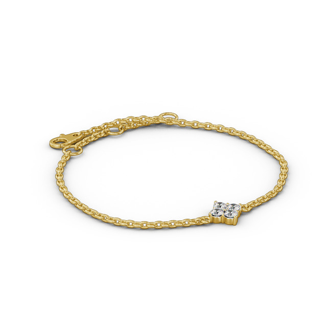 Cluster Style Delicate Diamond Bracelet 18K Yellow Gold - Lorraine BRC14_YG_FLAT