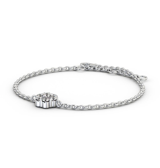 Cluster Style Delicate Diamond Bracelet 9K White Gold BRC15_WG_THUMB1 