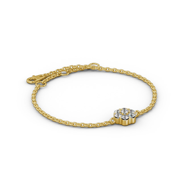 Cluster Style Delicate Diamond Bracelet 9K Yellow Gold - Bonita BRC15_YG_FLAT