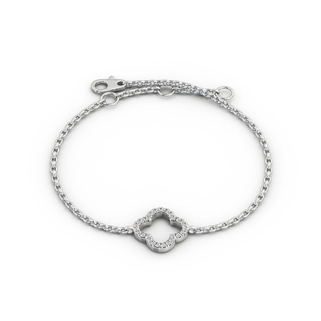 Floral Deisgn Delicate Diamond Bracelet 18K White Gold - Indra BRC17_WG_UP