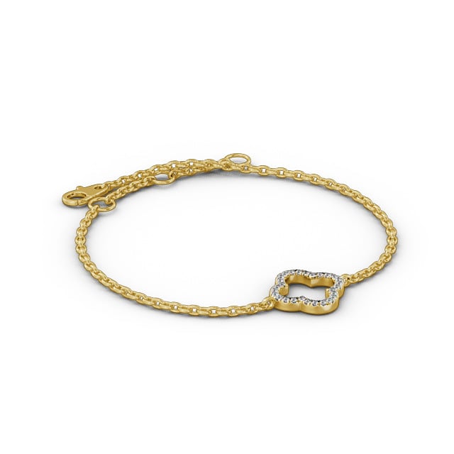 Floral Deisgn Delicate Diamond Bracelet 9K Yellow Gold - Indra BRC17_YG_FLAT