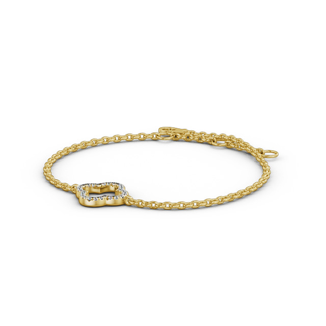 Floral Deisgn Delicate Diamond Bracelet 9K Yellow Gold - Indra BRC17_YG_SIDE