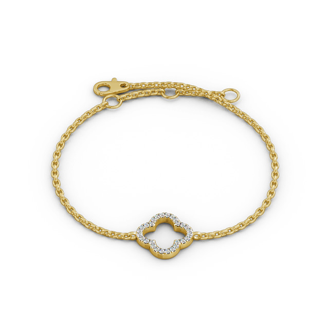 Floral Deisgn Delicate Diamond Bracelet 9K Yellow Gold - Indra BRC17_YG_UP
