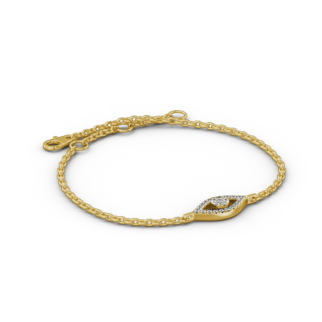 Eye Deisgn Delicate Diamond Bracelet 18K Yellow Gold - Kyra BRC18_YG_FLAT