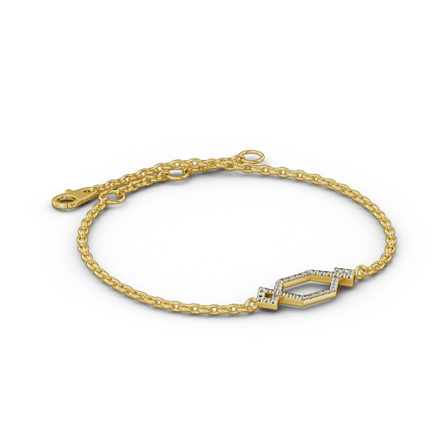 Bow Deisgn Delicate Diamond Bracelet 9K Yellow Gold - Lilia BRC19_YG_FLAT