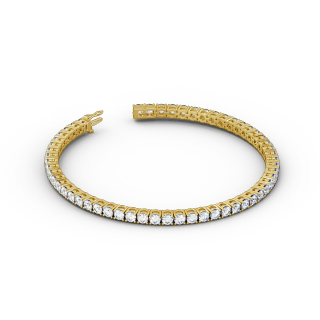 Tennis Bracelet Round Diamond Four Claw 18K Yellow Gold - Clementine BRC1_YG_FLAT