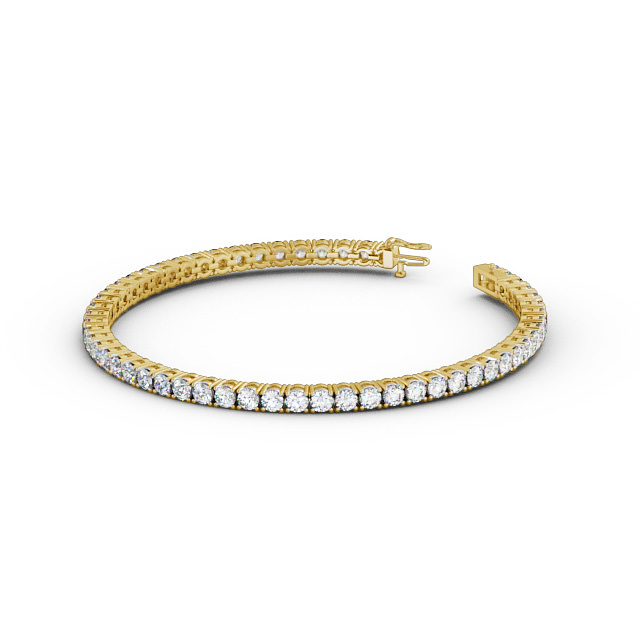 Tennis Bracelet Round Diamond Four Claw 18K Yellow Gold - Clementine BRC1_YG_SIDE