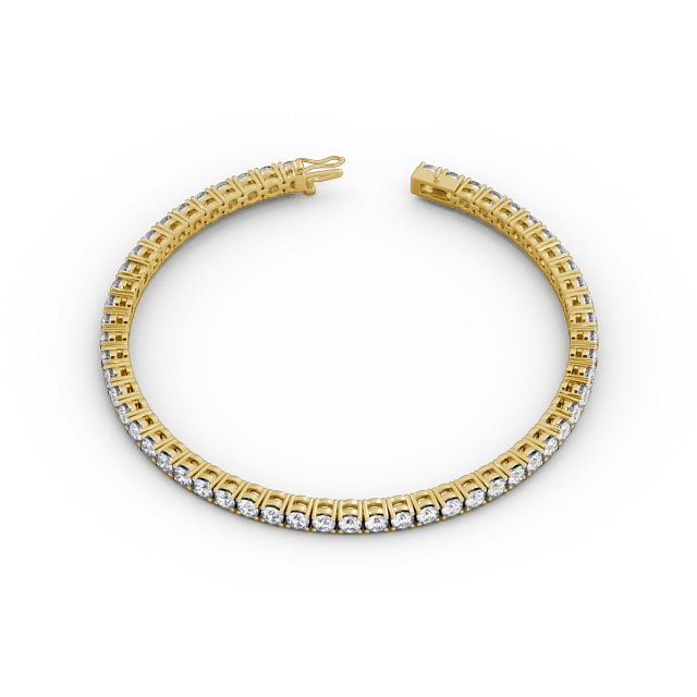 Tennis Bracelet Round Diamond Four Claw 18K Yellow Gold - Clementine BRC1_YG_UP