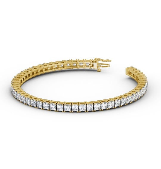 Tennis Bracelet Princess Diamond Four Claw 18K Yellow Gold BRC2_YG_THUMB1