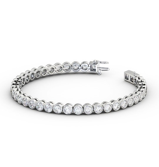 Tennis Bracelet Round Diamond Bezel 18K White Gold BRC3_WG_THUMB1 