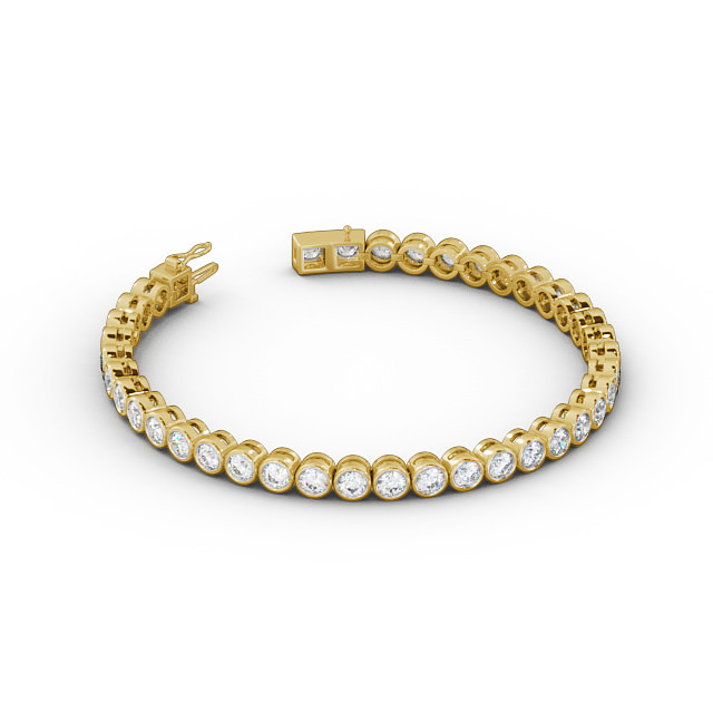 Tennis Bracelet Round Diamond Bezel 18K Yellow Gold - Charlotte BRC3_YG_FLAT