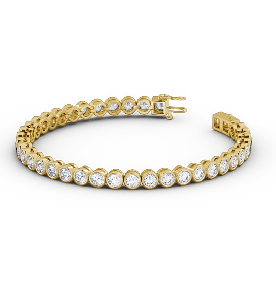 Tennis Bracelet Round Diamond Bezel 18K Yellow Gold BRC3_YG_THUMB1 