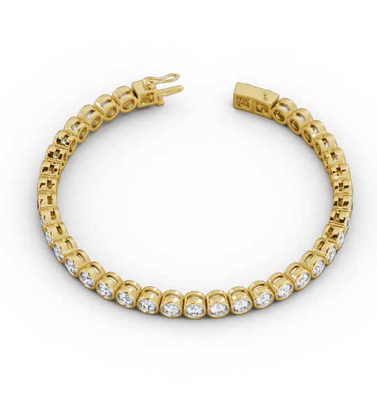 Tennis Bracelet Round Diamond Bezel 18K Yellow Gold BRC3_YG_THUMB2 