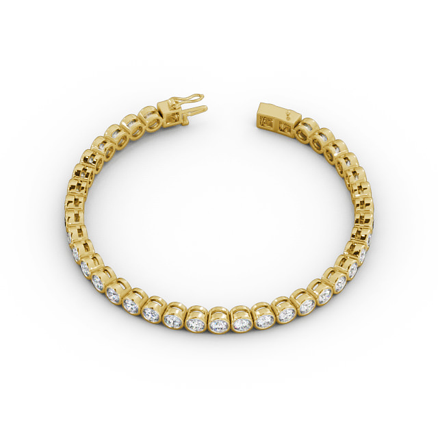 Tennis Bracelet Round Diamond Bezel 18K Yellow Gold - Charlotte BRC3_YG_UP
