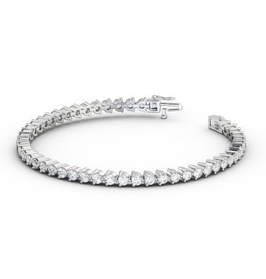  Tennis Bracelet Round Diamond Three Claw 18K White Gold - Francesca BRC4_WG_THUMB1 