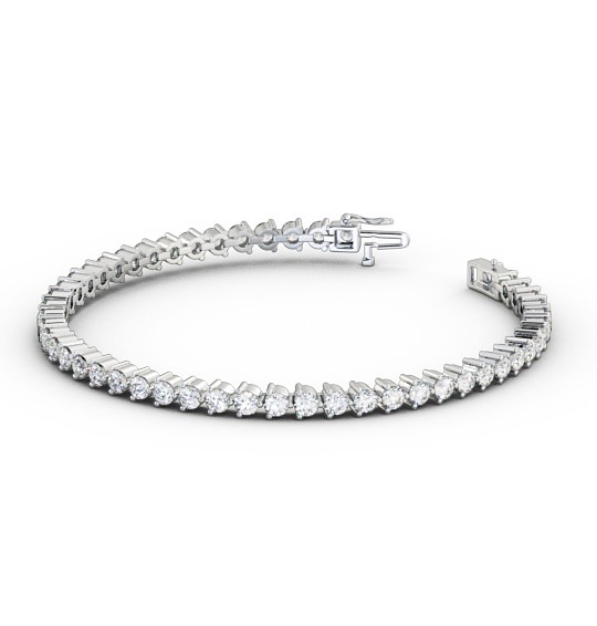 Tennis Bracelet Round Diamond Three Claw 18K White Gold BRC4_WG_THUMB1 