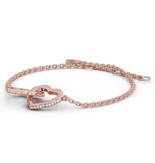 Heart Design Linked Delicate Diamond Bracelet 18K Rose Gold BRC5_RG_THUMB1 