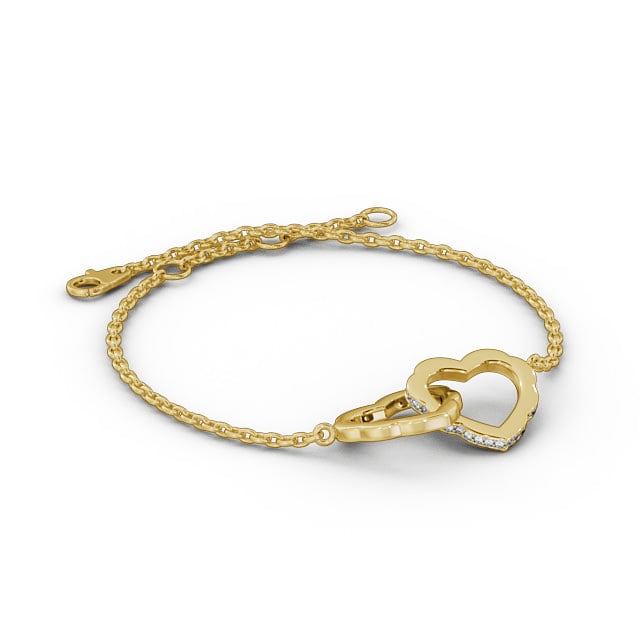 Heart Design Delicate Diamond Bracelet 18K Yellow Gold - Tiana BRC5_YG_FLAT