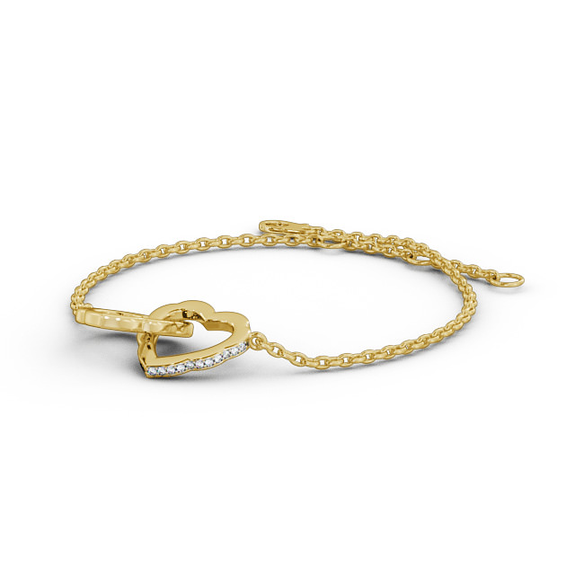Heart Design Delicate Diamond Bracelet 18K Yellow Gold - Tiana BRC5_YG_SIDE