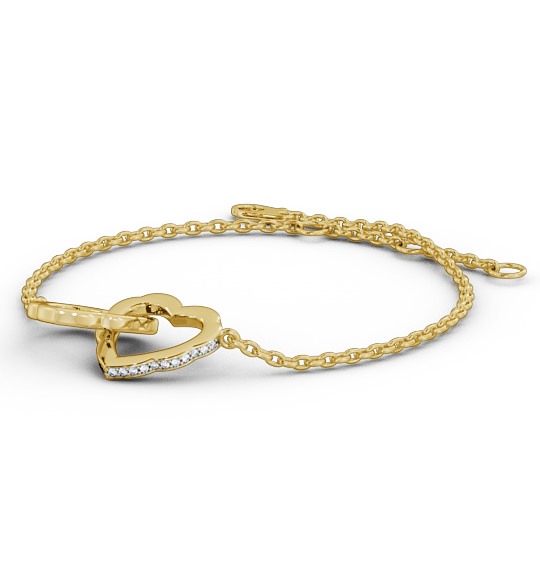 Heart Design Linked Delicate Diamond Bracelet 9K Yellow Gold BRC5_YG_THUMB1