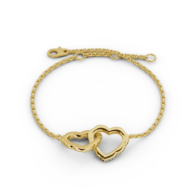 Heart Design Delicate Diamond Bracelet 18K Yellow Gold - Tiana BRC5_YG_UP