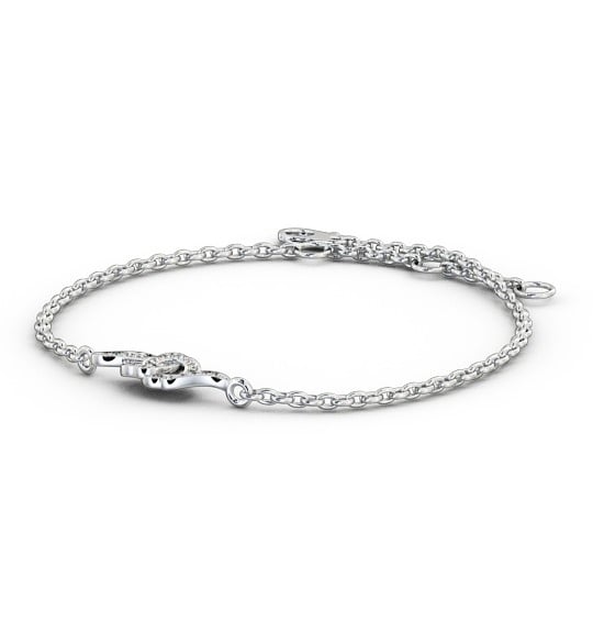 Circle Design Delicate Swirling Diamond Bracelet 18K White Gold BRC6_WG_THUMB1 