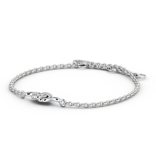 Circle Design Delicate Swirling Diamond Bracelet 18K White Gold BRC6_WG_THUMB1